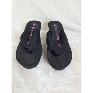 Rocket Dog Black Wedge Flip Flop Sandals Women's Size 9 Platform Beach Casual